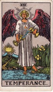 Representación Gráfica Carta Tarot Rider 14 - La Templanza
