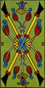  Representación Gráfica Carta Tarot Marsella Arcano Menor 2 Dos de Bastos