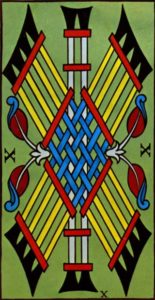  Representación Gráfica Carta Tarot Marsella Arcano Menor 10 Diez de Bastos