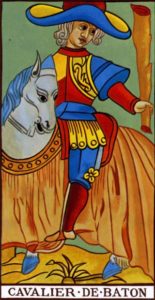  Representación Gráfica Carta Tarot Marsella Arcano Menor  Caballero de Bastos