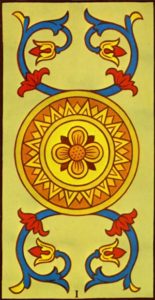  Representación Gráfica Carta Tarot Marsella Arcano Menor 1 As de Oros