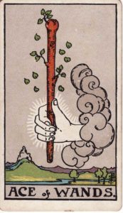 Representación Gráfica Carta Tarot Rider 1 - As de Bastos
