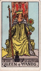 Representación Gráfica Carta Tarot Rider  - Reina de Bastos