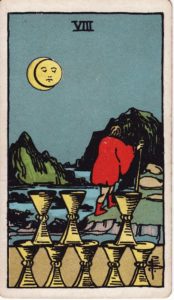 Representación Gráfica Carta Tarot Rider 8 - Ocho de Copas