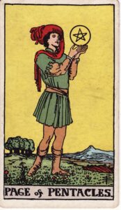 Representación Gráfica Carta Tarot Rider  - Sota de Oros