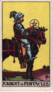 Representación Gráfica Carta Tarot Rider  - Caballero de Oros