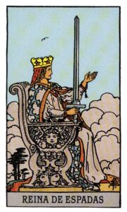 Representación Gráfica Carta Tarot Rider  - Reina de Espadas