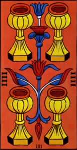  Representación Gráfica Carta Tarot Marsella Arcano Menor 4 Cuatro de Copas
