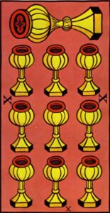  Representación Gráfica Carta Tarot Marsella Arcano Menor 10 Diez de Copas