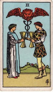 Representación Gráfica Carta Tarot Rider 2 - Dos de copas